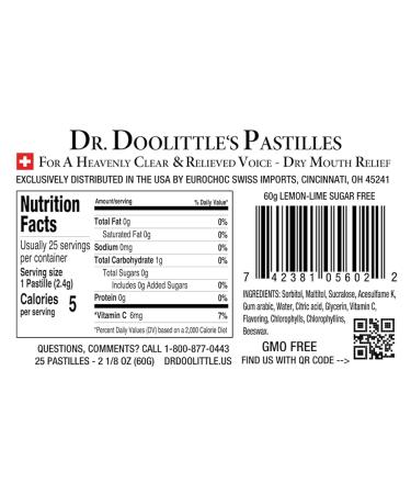 Dr. Doolittle s Sugar Free Soft Fruit Pastilles for Voice and Throat Lemon Lime Flavor 2.12 Ounce Tin Approximately 25 Count Package 8 Pack 25 Count Package 8 Pack Lemon Lime-sf - Buy Online on GoSupps.com
