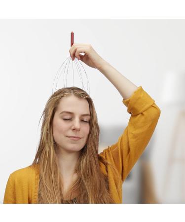 Relaxdays Head Massager - 12 Arm Metal Head Scratcher for Ultimate Relaxation - Red - Buy Online on GoSupps.com