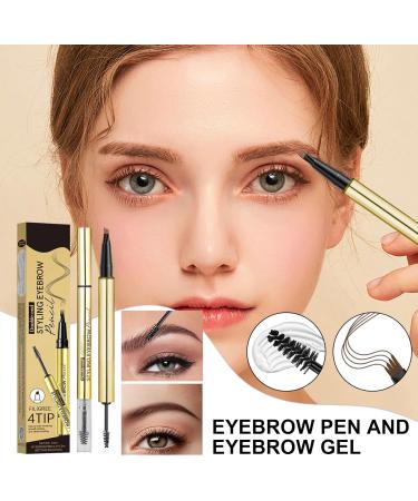 Eyebrow pencil - Dual-ended eyebrow gel with 4 tips - Smudge-proof makeup accessories for women and men office gym dates - Buy Online on GoSupps.com