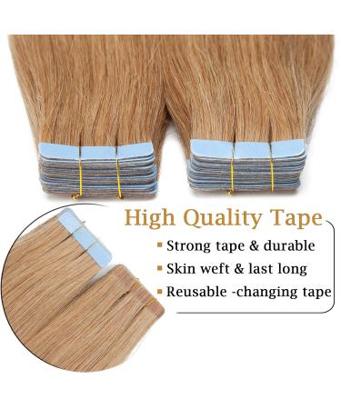 SEGO Tape Hair Extensions - 100% Remy Human Hair Adhesive Tape | 24 Honeyblond #27 | 40 Pieces + 10 Free Tapes - Buy Online on GoSupps.com