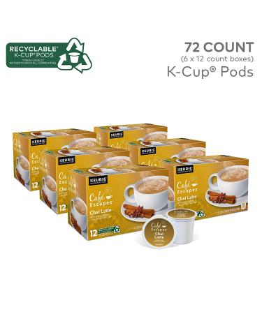 Caf Escapes Chai Latte K-Cup Pods - 12 Count x 6 Pack | Authentic Chai Latte Pods for Keurig Brewers - Buy Online on GoSupps.com