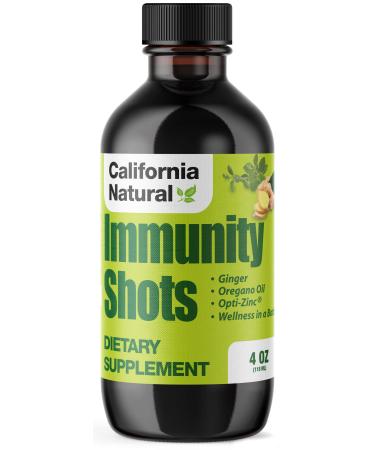 California Natural Immunity Shots 4oz Bottle Opti-Zinc Organic Ginger Root Oregano Oil - Potent & Pure Immune System Booster - Immune System Support - 4oz