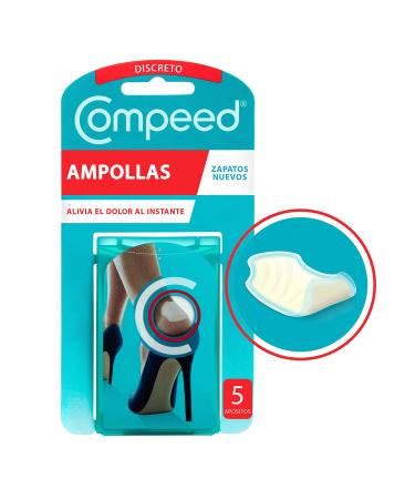 Compeed Blister Plasters for New Shoes 5 Hydrocolloid Plasters Foot Treatment Heals Quickly Plaster Size: 4.2 x 6.8 cm 1 Unidad Adhesive