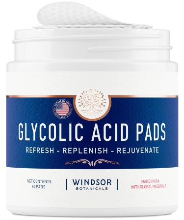 Glycolic Acid Pads for Face - 20% AHA Exfoliant for Skin Resurfacing - Exfoliating Face Pads and Cleansing Glycolic Acid Peel Pads - Acne Pads  Face Peel - 60 Pre-Soaked Face Cleaning Pad Toner Wipes