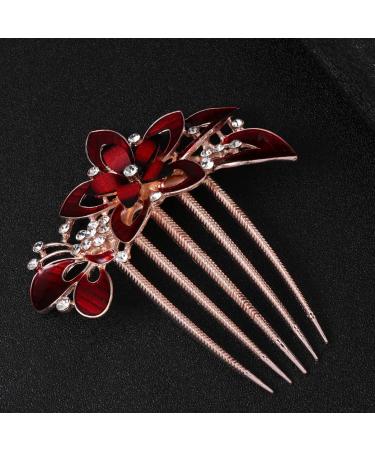 Crystal Bridal Wedding Hair Comb - Red Rhinestone Hair Accessory for Women | Elegant Bridal Hair Clip - Buy Online on GoSupps.com