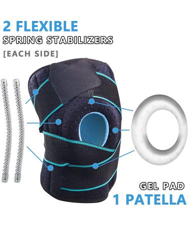 LAVAED Adjustable Non Slip Knee Brace with Side Stabilizers and Gel Pads - Open-Patella Compression Wrap for Knee Pain Relief in Sports and Workouts - Regular Size - Buy Online on GoSupps.com