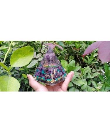 Jet Amethyst Ball Orgone Pyramid - 300g Aum Symbol - Chakra Balancing Gift with Free Crystal Therapy Booklet - Positive Energy & Harmony - Buy Online on GoSupps.com