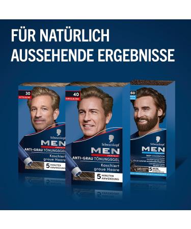 3x Schwarzkopf men PERFECT /Anti-Grau T nungs-Gel/ Speed-System 5 Min./40 Natur Dunkelblond/ Blendet graue Haare aus - Buy Online on GoSupps.com