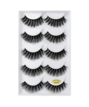 Pairs Eyelashes 3D Fake Eyelashes Natural Look Artificial Reusable (G800) 5 Pieces (1 Pack)