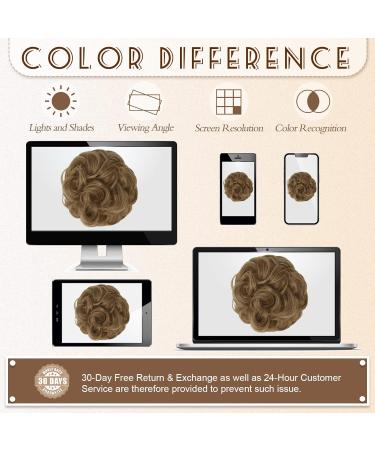 BARSDAR Claw Clip Messy Bun Hairpiece - Synthetic Curly Hair Scrunchie for Women, Light Golden Brown/Golden Blonde Mix - Buy Online on GoSupps.com