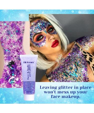 Purple Body Glitter Gel - 50ml Festival Makeup & Accessory for Parties | Glitzer Face Nails & Lips - Buy Online on GoSupps.com