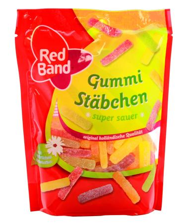 Red Band Red Band Super Sauer Rubber Sticks 11 x 200g Stand Up Bag Super Sauer Fruit Eraser Acid Sheath Cute Core Dutch Quality