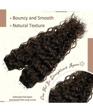 Runature Tape In Extensions - 40cm Real Curly Brown Hair Invisible Curls Remy Hair #2-nw 50g - Premium Quality Hair Extensions - Buy Online on GoSupps.com