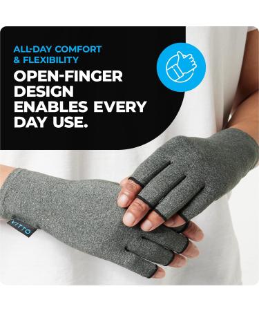 VITTO Anti-Arthritis Compression Gloves for Pain Relief - Fingerless Design for Women & Men (Small Grey) - Buy Online on GoSupps.com