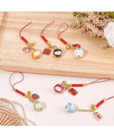 WEBEEDY 6PCS Lucky Cat Beckoning Cat Keychains Pendant Japanese Maneki Neko Cat Charm Mascot Pendants Fortune Pendants Wealth Health Fortune Evil Avoiding Hanging Ornaments - Buy Online on GoSupps.com