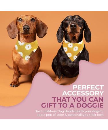 LunaMarie Plush Smooth Dog Bandana | Durable Polyester Pet Neckerchief for Small, Medium, Large Breed Dogs | Breathable and Stylish Accessory for Pets | Dual Layered Bandana for Dogs and Cats - Daisies Design - Buy Online on GoSupps.com