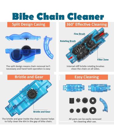 Bike Chain Cleaner Kit - Cycling Chain Cleaning Tool for Mountain, Road, BMX Bikes - Drivetrain, Gear, Cassette, Sprockets - 4 Piece Set - Buy Online on GoSupps.com