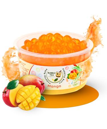 Bubble Tea Express - fruity popping boba pearls mango 490g |Bubble tea pearls with fruity taste |Vegan gluten -free lactose -free |Fruit juice beads with algae shell