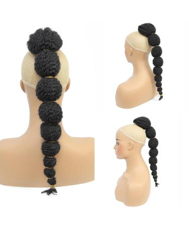 Miyamarch 18 Drawstring Ponytail for Black Women - Bubble Lantern Braid Protective Style Hair Extension - Afro Puff Curly Braided Clip-On Ponytail (18 Inch 1B) - Buy Online on GoSupps.com
