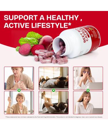 Beet Root Capsules 1300mg Natural Energy & Endurance Support Non-GMO - 60 Capsules Beetroot Supplement Powder | 30-Day Supply | Pure Beet Energy Booster | Vegan Friendly - Buy Online on GoSupps.com