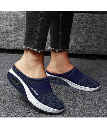 GETBEE Women's Fashion Sneakers | Diabetic Air-Cushion Slip-On Walking Shoes | Orthopedic Diabetic Slippers | Size 8.5 - Dark Blue - Buy Online on GoSupps.com