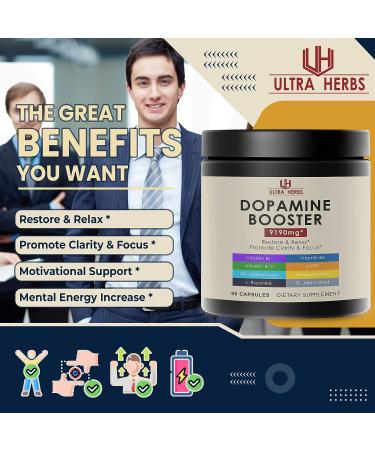 Dopamine Focus Supplement with Ashwagandha, 5-HTP, Rhodiola Rosea, St. John's Wort - Boost Memory, Clarity & Relaxation with VIT B1, B6, B12, L-Theanine - Buy Online on GoSupps.com