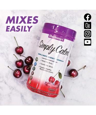 Bluebonnet Simply Calm Powder - 16 oz Cherry Flavor | Muscle Cramps Relief | Stress & Anxiety Support | Non-GMO, Dairy-Free Vegan Formula - Buy Online on GoSupps.com