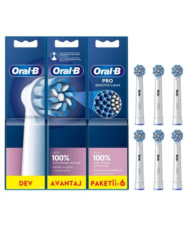 Oral-B Pro Sensitive Clean Electric Toothbrush Head X-Shaped & Extra Soft Bristles for Gentle Brushing & Plaque Removal Pack of 6 Toothbrush Heads White