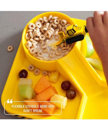 Dinneractive Construction Themed Utensil Set for Kids - 2-Piece Fork and Spoon for Toddlers - Yellow Theme - Buy Online on GoSupps.com