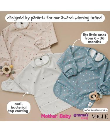 Bubba Bear Baby Weaning Bib with Sleeves | Long Sleeve Coverall Bibs Set | Waterproof Apron Cape for Toddlers | Grey Polka Dot Design - Buy Online on GoSupps.com