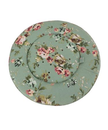 Moxibusion pillow 360-degree rotation hole home moxa board adjustable temperature and smoke large sponge filling ergonomic design for meditation (flower green)