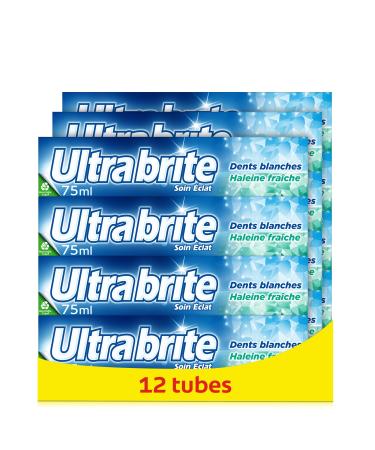 ULTRA BRITE - Ultra Brite Whitening Toothpaste - Ultra Whiteness - Ultra Freshness - White and Brilliant Teeth - Pack of 12 x 75 ml