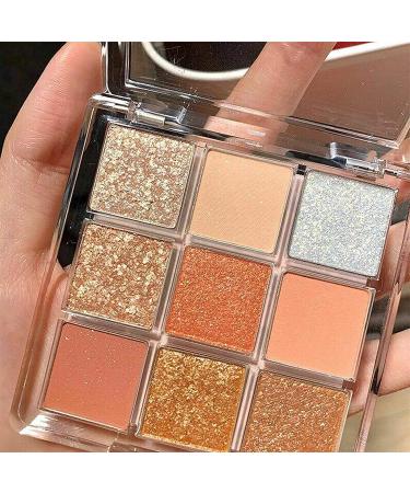 Kayswang 9 Colors Glitter Eyeshadow Palette - Matte High Pigment Cream Texture with Long Lasting Waterproof Formula - Autumn/Winter Natural Eye Shadow Palette (Orange) - Buy Online on GoSupps.com