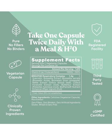Eu Natural BREATHE - Sinus & Lungs Support - 60 Vegetarian Capsules - Buy Online on GoSupps.com