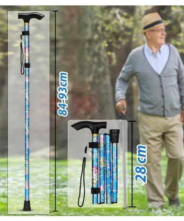 HATAF Walking Stick Folding Walking Sticks for Women Folding Walking Sticks for Men Mobility Aids walking stick rubber ends disability aids folding walking sticks for ladies Blue Flowers - Buy Online on GoSupps.com