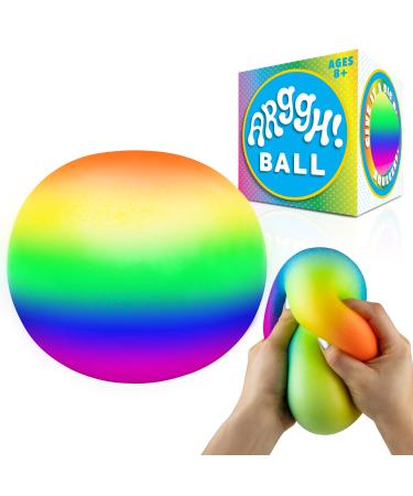 Power Your Fun Arggh Rainbow Giant Stress Ball for Adults and Kids, 5-Inch Jumbo Squishy Stress Relief Ball Fidget Toy, Anti Stress Sensory Ball Squeeze Toy for Boys and Girls (Rainbow)