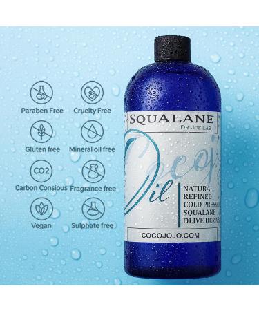 Dr Joe Lab Squalane Oil Pure Plant Derived Refined Cold Pressed Squalene From Olives Vegan Undiluted Bulk Carrier Oil for Face Skin Hair Body Cosmetics Natural Cleanser Moisturizer (16 oz) 16 Fl Oz (Pack of 1) - Buy Online on GoSupps.com