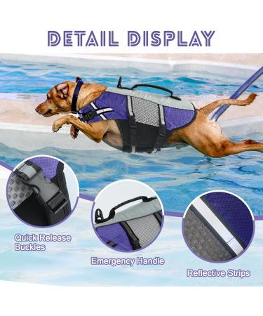 Alagirls Adjustable Dog Life Jacket - Ripstop Water Safety for Swimming & Boating | Purple Size S (40-50cm Chest) - Buy Online on GoSupps.com