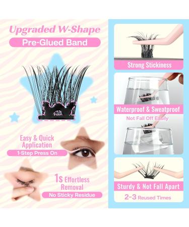 CALAILIS Self Adhesive Eyelashes - 72 Pcs D Curl Press-On Lash Clusters No Glue Needed Reusable DIY Kit with Tweezers for Beginners - ZN23 - Buy Online on GoSupps.com
