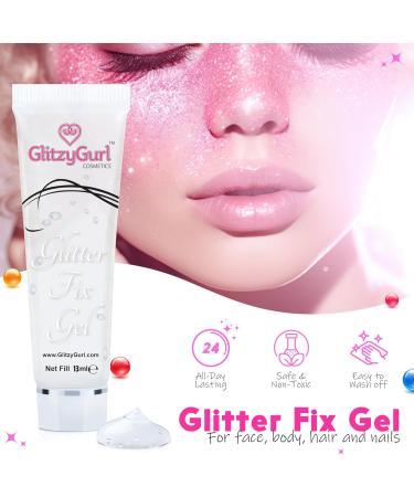 Glitter Fix Gel - Vegan & Cruelty-Free Face and Body Adhesive Primer | Quick Dry Formula for Eye Shadow, Pigment, and Dust | 12ml (1 Pack) - Buy Online on GoSupps.com