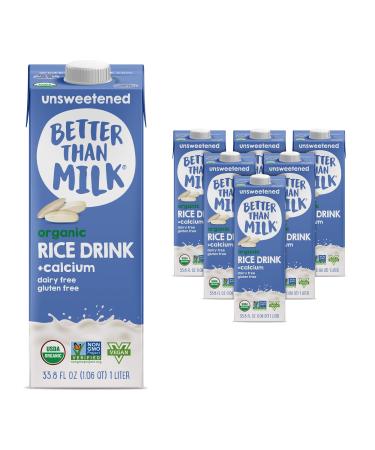 Better Than Milk Organic Almond Milk Original - Dairy-Free Vegan Friendly, Non GMO Certified 33.8 Fl Oz (Pack of 6) Organic Rice With Calcium 1 Count (Pack of 6)
