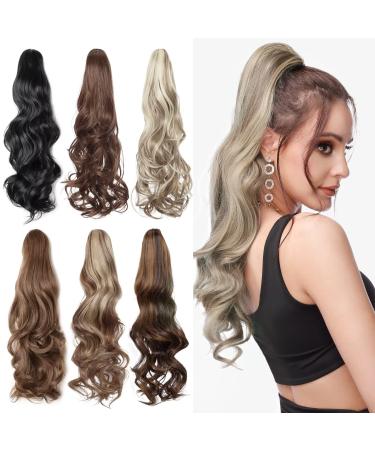 TESS Claw Clip in Ponytail Hair Extensions 18 Inches Curly Wavy Ponytail Extension #4A Dark Brown Hair Extensions Clip in Ponytail Brown for Women 140g