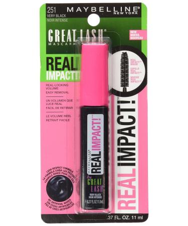 Maybelline Great Lash Real Impact Mascara Very Black 0.37 oz - Washable Formula - Buy Online on GoSupps.com
