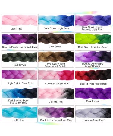 Buy 60cm Ombre Crochet Braids - Dark Black to Sky Blue Synthetic Hair Extensions | 3 PCs - 300g - Buy Online on GoSupps.com