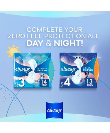 Always Infinity Size 3 Pads with Wings, Extra Heavy Flow Absorbency, Unscented - 14 Count Pack - Buy Online on GoSupps.com