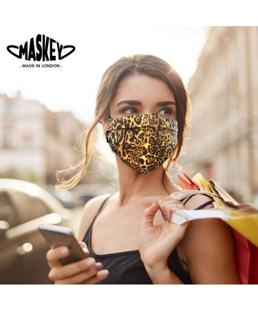 Washable Leopard Print Face Mask | 3 Layers Blended Cotton | Made in UK | London | Washable 100+ Times - Buy Online on GoSupps.com