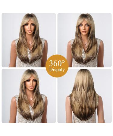 Shop Testar Blonde Brown Ombre Wigs for Black Women | Long Layered Heat-Resistant Synthetic Wig for Daily & Party Use - Buy Online on GoSupps.com