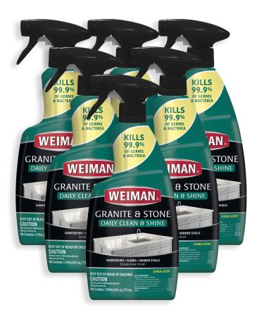 Weiman Granite Disinfectant Cleaner and Polish - 24 Ounce 6 Pack Safely Clean Disinfect and Shine Granite Marble Soapstone Quartz Quartzite Slate Limestone Corian Laminate Tile Countertop and More 24 Fl Oz (Pack of 6)