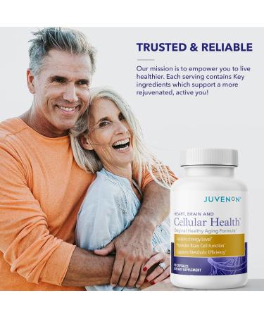 Juvenon Cellular Health | Heart & Brain Supplement with Acetyl L-Carnitine & Biotin | Supports NAD+ Energy Mood & Mental Focus - 90 Capsules - Buy Online on GoSupps.com
