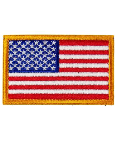 Tactical Patches of USA US American Flag, with Hook and Loop for Backpacks Caps Hats Jackets Pants, Military Army Uniform Emblems, Size 3x2 Inches Gold Border - Buy Online on GoSupps.com